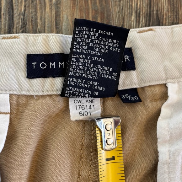 *Read Vtg Y2K Tommy Hilfiger Khaki Chino Pants Mens 36X30 Beige Cuffed Pleated - Picture 8 of 11